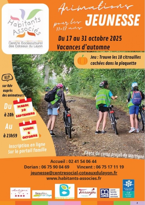 Animation jeunesse du 17 au 31 octobre.
