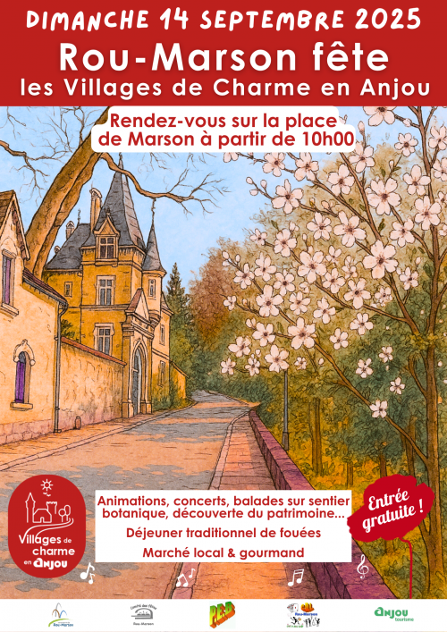 Affiche fête des Villages de Charme en Anjou le 14 septembre 2025.