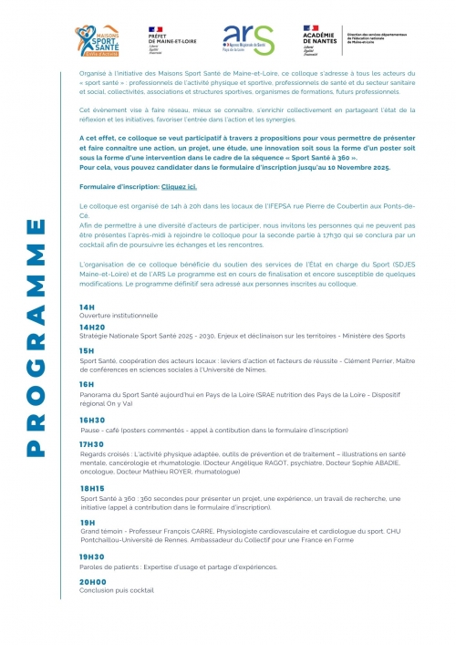 Programme colloque sport et santé 3 décembre