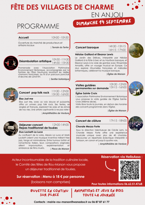 Programme de la fête des villages de charme à Rou-Marson le dimanche 14 septembre.