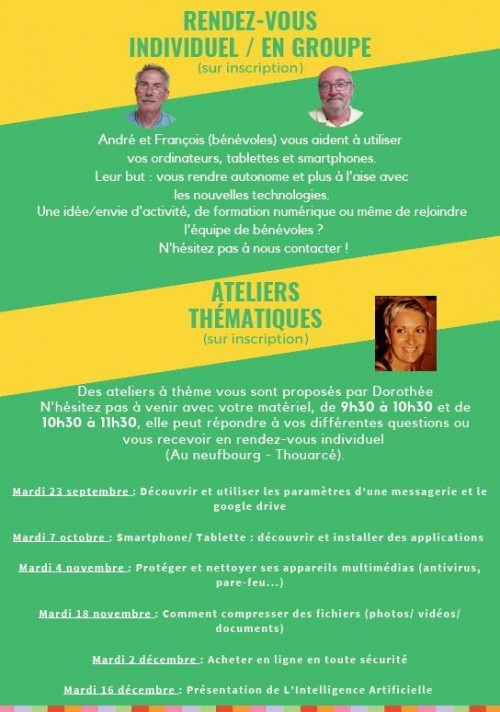 Rendez-vous numériques de septembre à décembre.